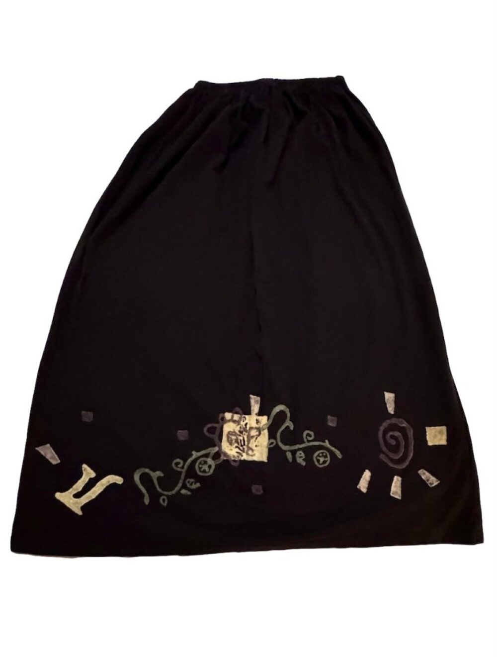 Bluefish Vintage Handpainted Black Cotton Classique Skirt